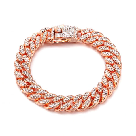 Rhinestone Cuban Link Dog Collar