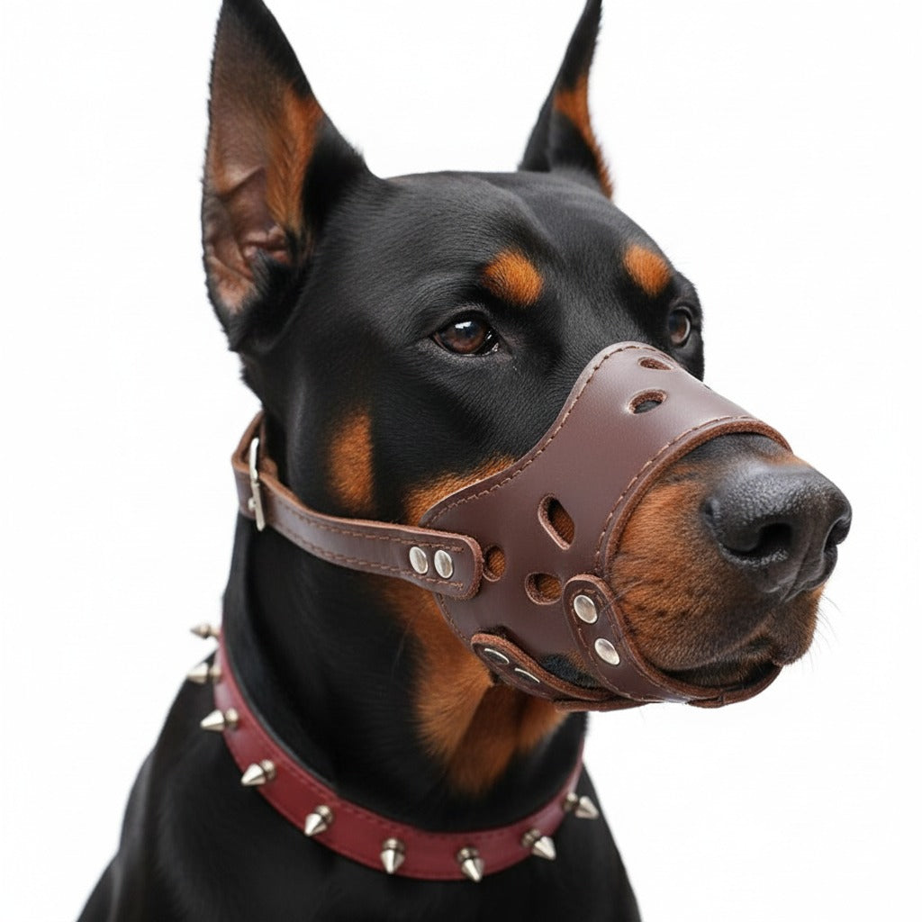 Anti Biting Adjustable Leather Muzzle For Dogs