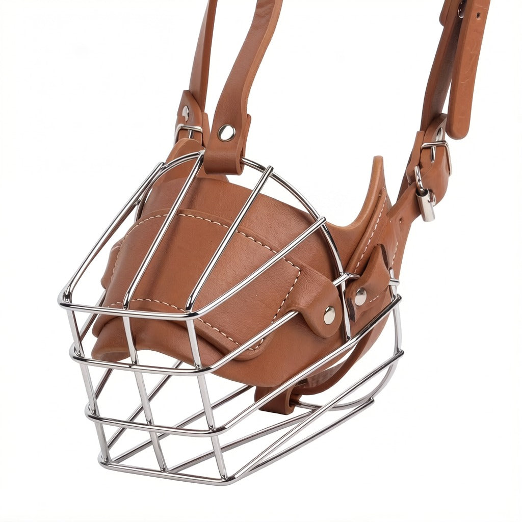 Breathable Leather & Metal Dog Muzzle