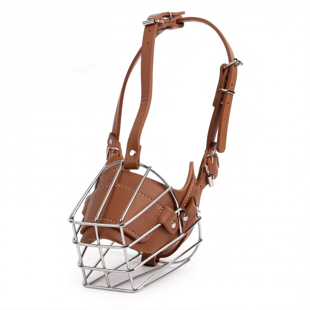 Breathable Leather & Metal Dog Muzzle