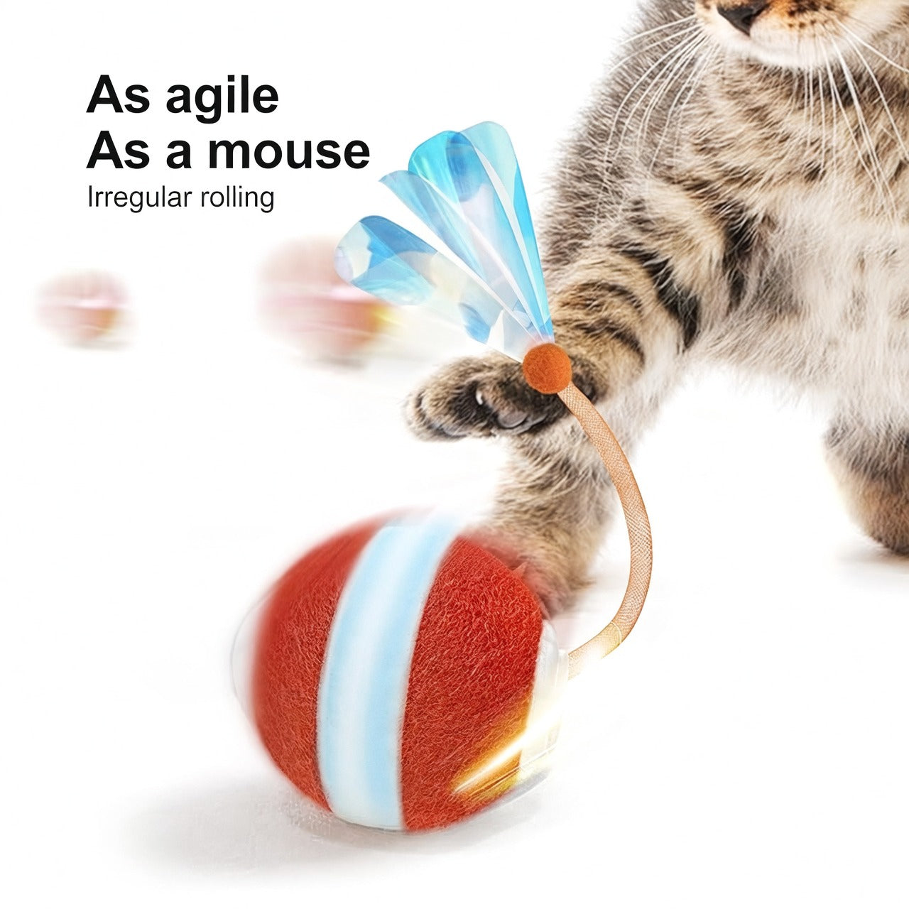 Interactive 3rd Generation Moving Cat Ball With Elastic Mesh Tail