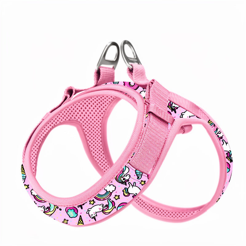 Floral Print Mesh Harness For Dogs & Cats