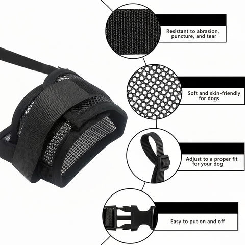 Adjustable Anti Bark Mesh Breathable Dog Muzzle