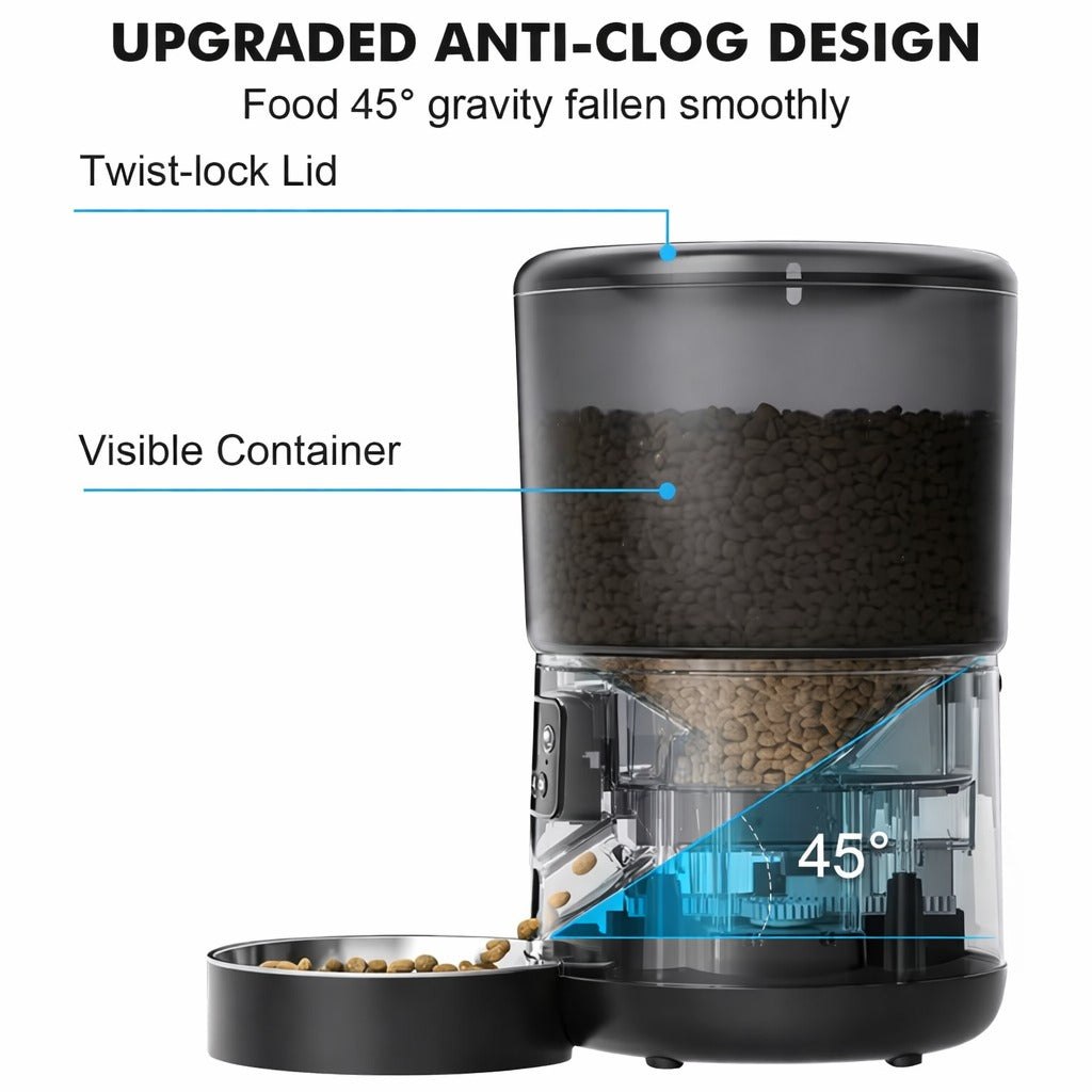 4L Automatic Smart Feeder For Pets With Stainless Steel Bowl