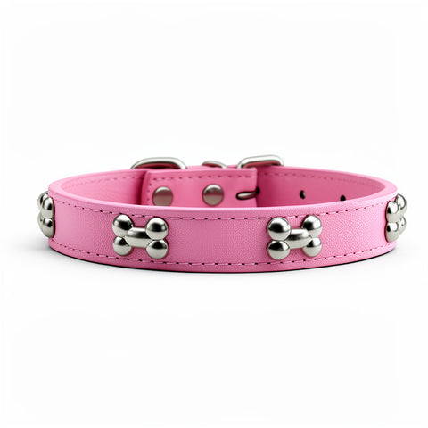 Leather Bone Style Durable Pet Collar