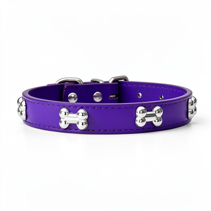 Leather Bone Style Durable Pet Collar