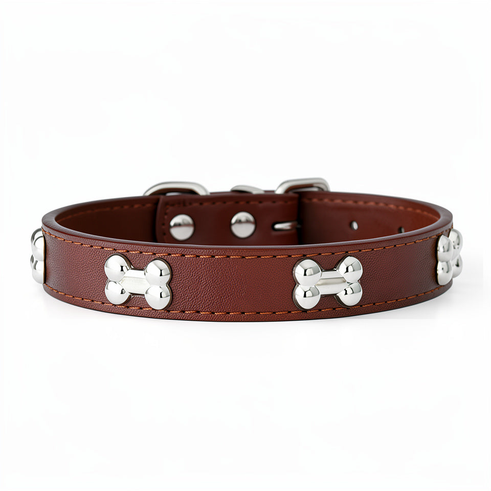 Leather Bone Style Durable Pet Collar