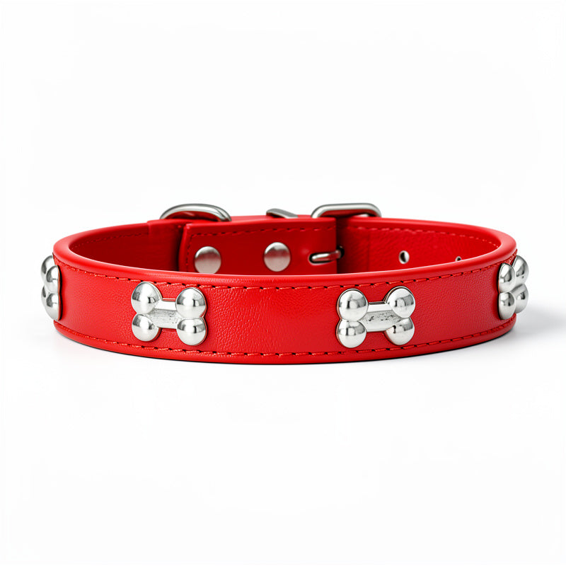 Leather Bone Style Durable Pet Collar